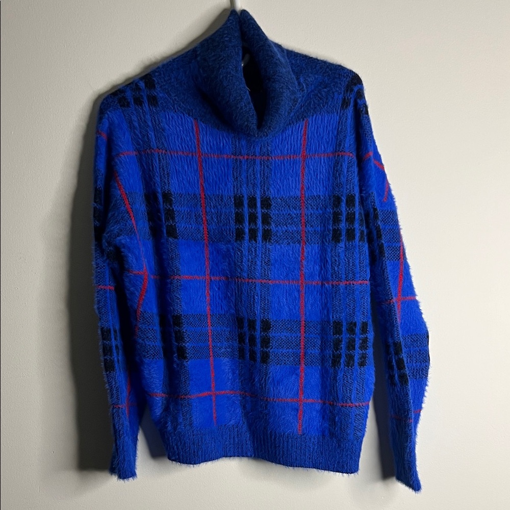 Kut From The Kloth NWT Women's Blue Plaid Sweater